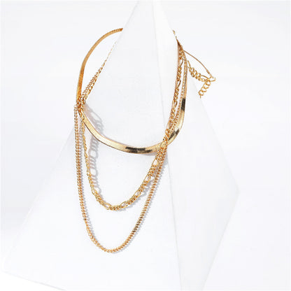 18K Gold-Plated Snake Chain Layered Necklace, gold pendant necklace for women, elegant gift for her, side view