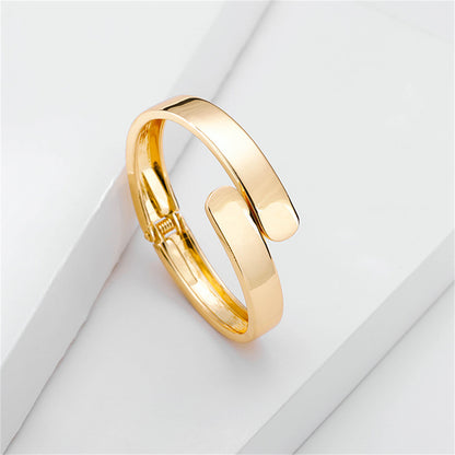 18K Gold-Plated Bypass Hinge Bangle, gold bangle bracelet, dainty minimalist design, detail close-up