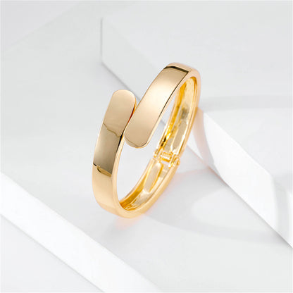 18K Gold-Plated Bypass Hinge Bangle, gold bangle bracelet, dainty minimalist design, lifestyle look