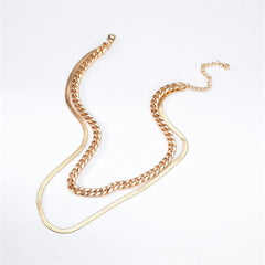 18K Gold-Plated Curb & Snake Chain Layered Necklace