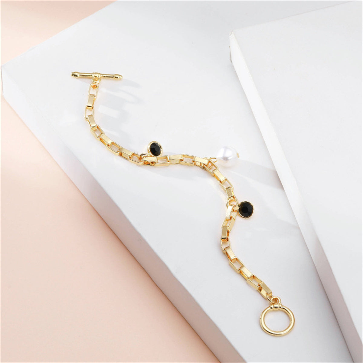 Pearl & Cubic Zirconia 18K Gold-Plated Charm Bracelet