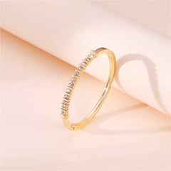 Cubic Zirconia & 18K Gold-Plated Hinged Bangle