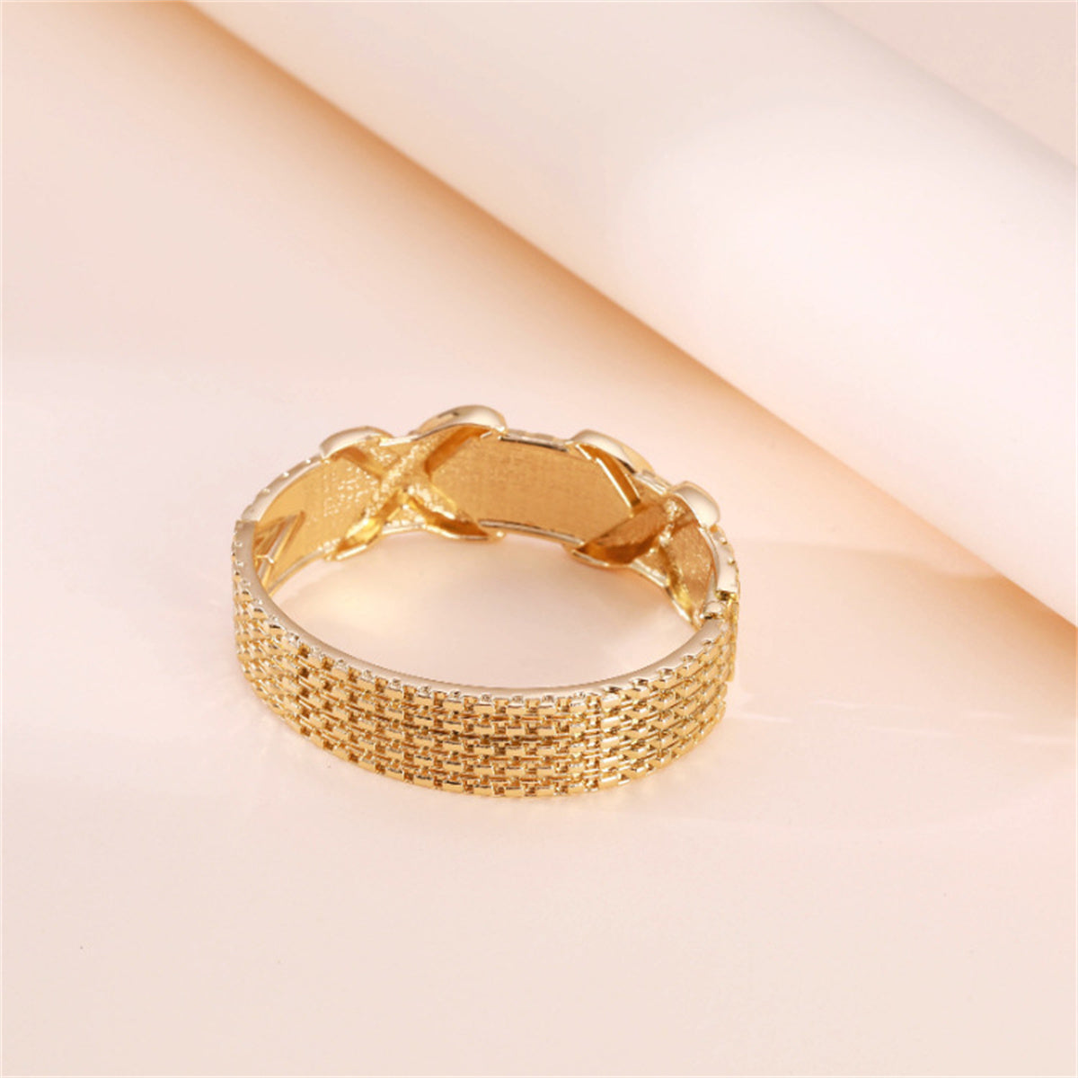 18K Gold-Plated Woven-Textured Double X Hinge Bangle, gold bangle bracelet, everyday style, styled look