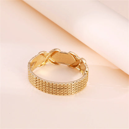 18K Gold-Plated Woven-Textured Double X Hinge Bangle, gold bangle bracelet, everyday style, styled look