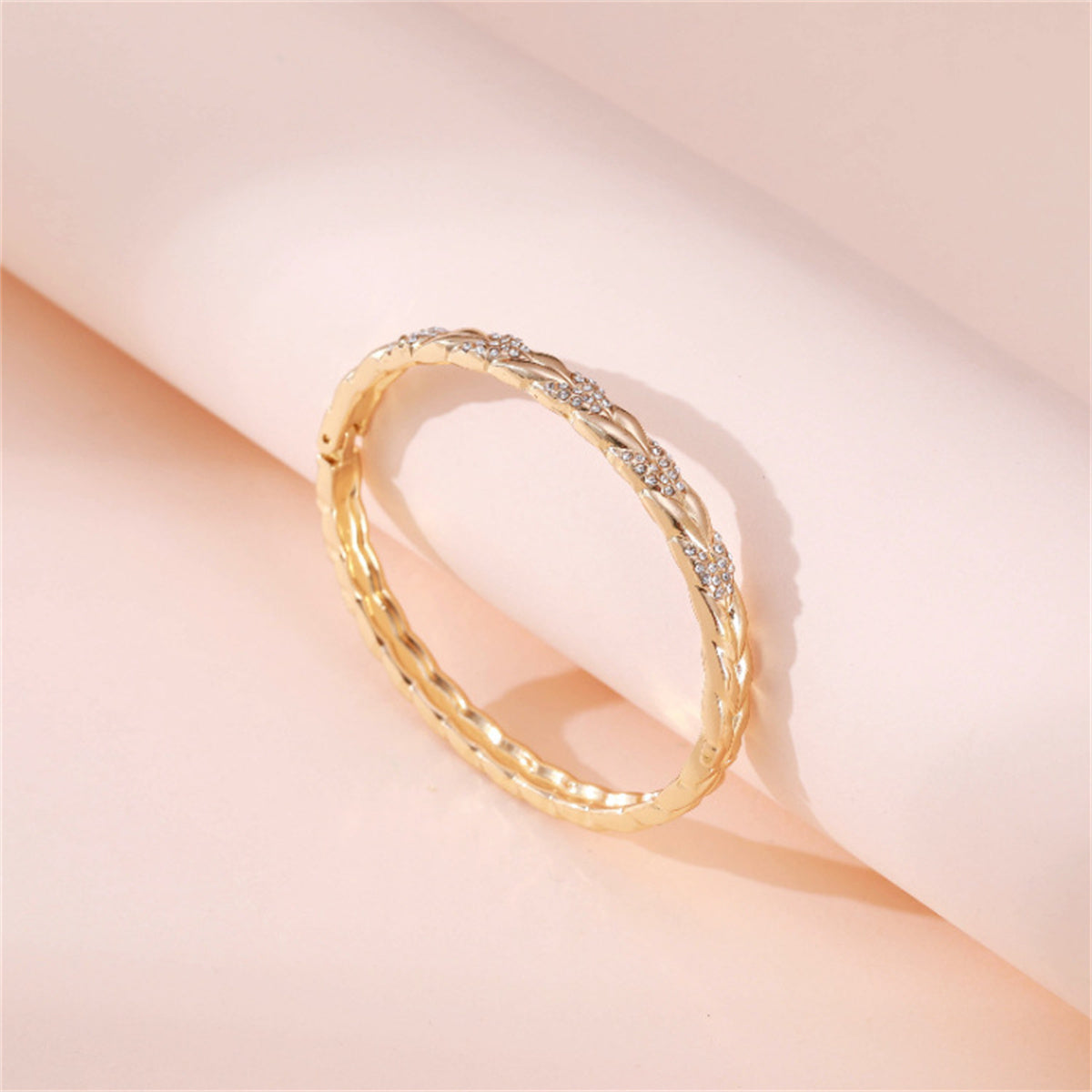 Cubic Zirconia & 18K Gold-Plated Wave Arrow Bangle