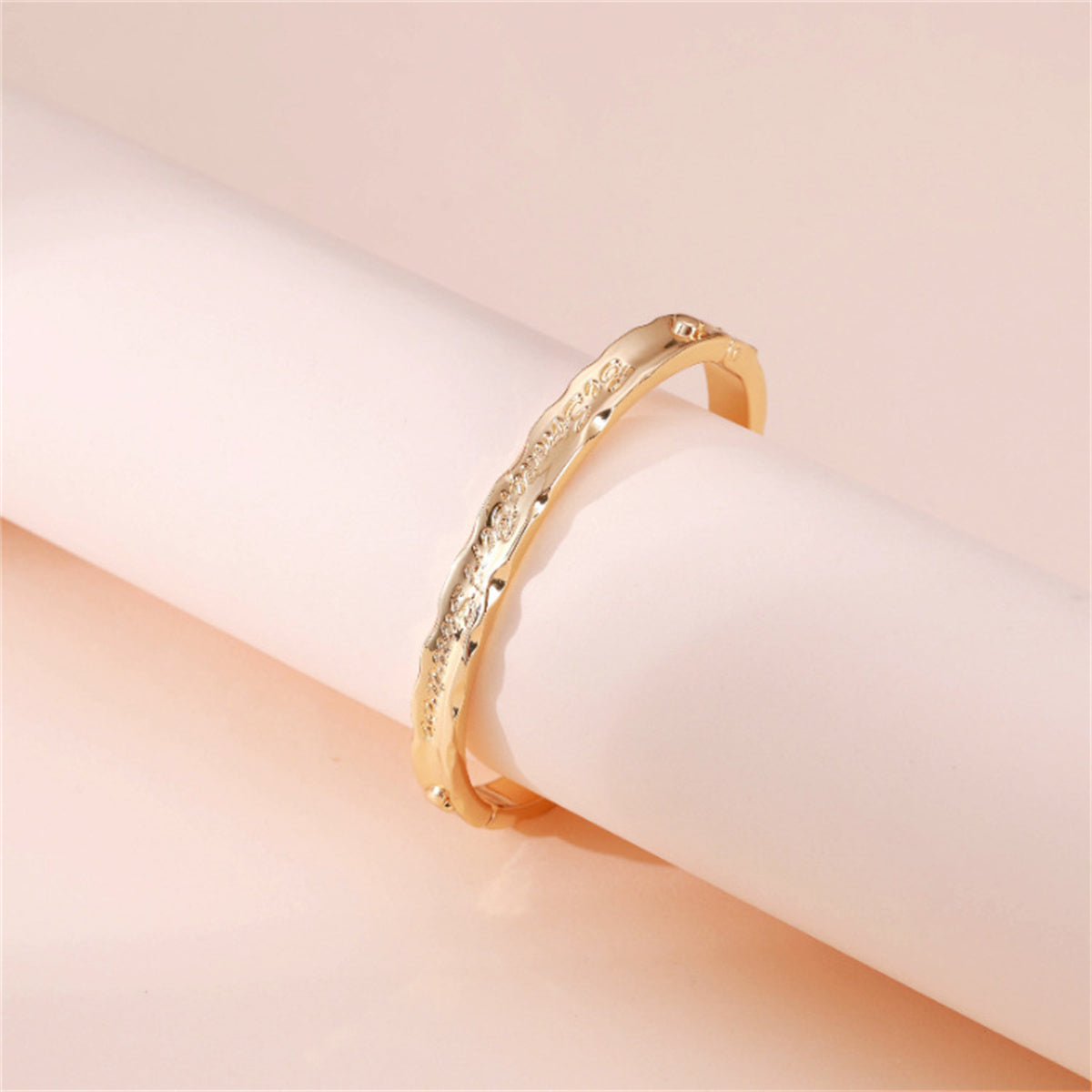 18K Gold-Plated Engraved 'Be Strong' Bangle, gold bangle bracelet, dainty minimalist design, lifestyle look