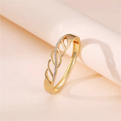 Cubic Zirconia & 18K Gold-Plated Cutout Leaf Bangle