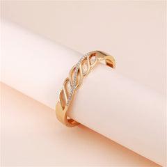 Cubic Zirconia & 18K Gold-Plated Cutout Leaf Bangle