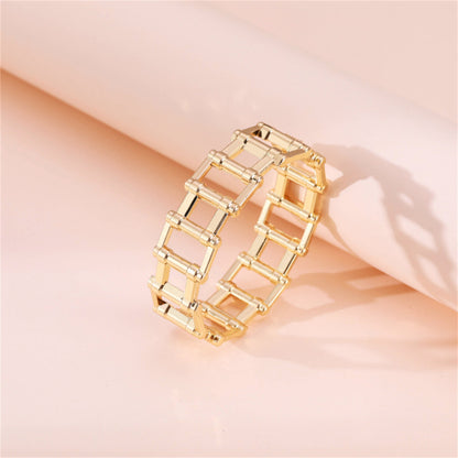 18K Gold-Plated Railway Link Bangle, gold bangle bracelet, vintage-inspired design, lifestyle look