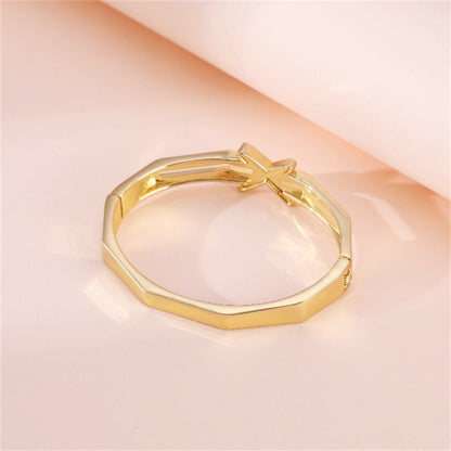 Cubic Zirconia and 18K Gold-Plated Angular X Layered Bangle, gold bangle bracelet, elegant gift for her, lifestyle look
