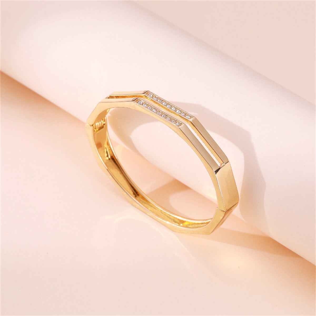 Cubic Zirconia & 18K Gold-Plated Layered Bangle