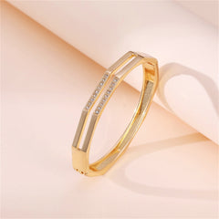 Cubic Zirconia & 18K Gold-Plated Layered Bangle