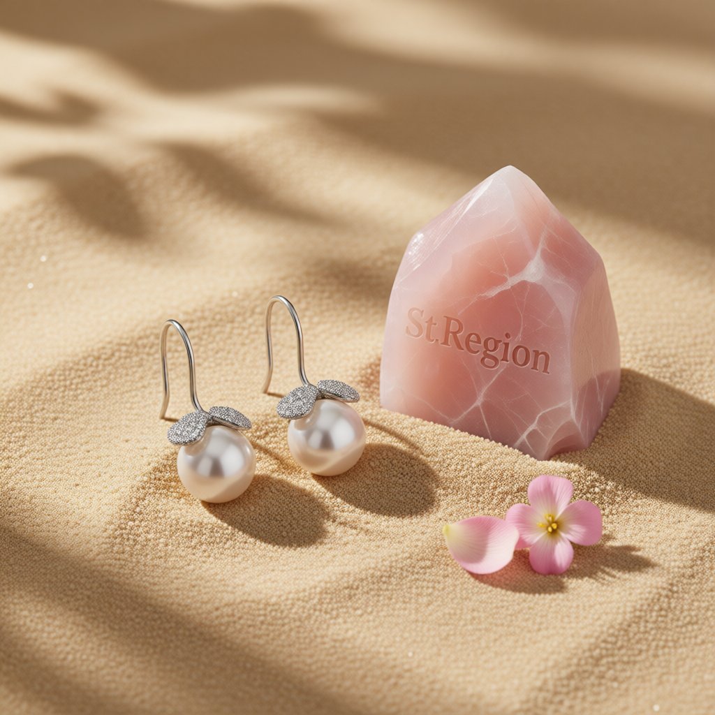 Cubic Zirconia and Pearl Silver-Plated Heart Leaf Drop Earrings, silver drop earrings for women, detail close-up