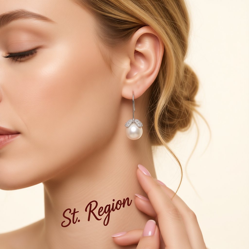 Cubic Zirconia and Pearl Silver-Plated Heart Leaf Drop Earrings, silver drop earrings for women, everyday style, styled look