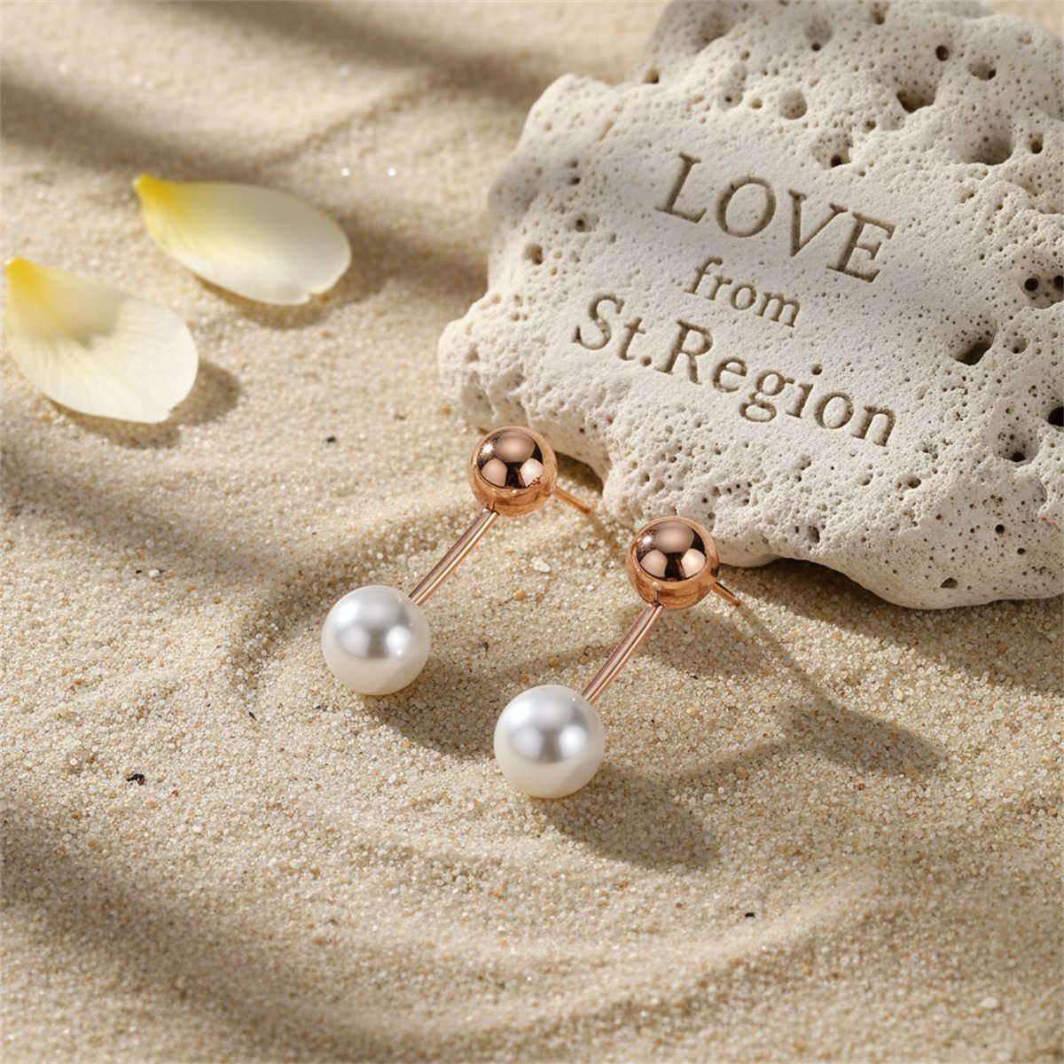 Pearl and 18K Rose Gold-Plated Bar Ear Jackets, dainty minimalist design, lifestyle look