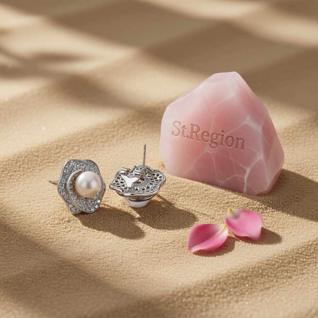 Pearl and Cubic Zirconia Silver-Plated Blossom Stud Earrings, cubic zirconia stud earrings for women, detail close-up