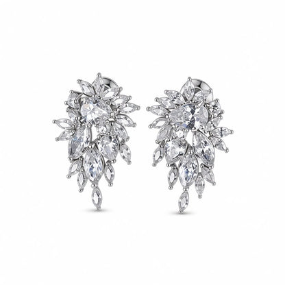 Crystal and Cubic Zirconia Cluster Stud Earrings, stud earrings for women, everyday style, side view