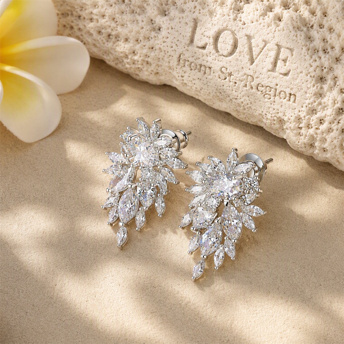 Crystal and Cubic Zirconia Cluster Stud Earrings, stud earrings for women, everyday style, lifestyle look