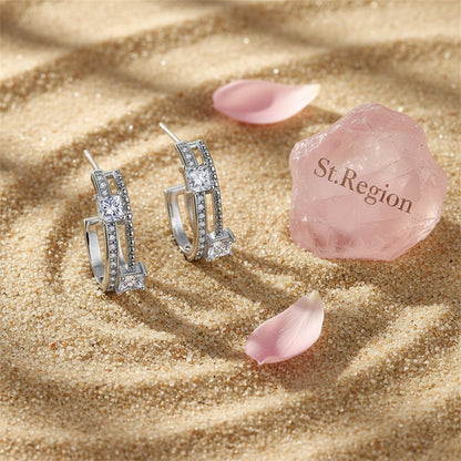 Crystal and Cubic Zirconia Huggie Earrings, huggie earrings, everyday style, detail close-up