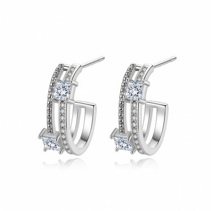 Crystal and Cubic Zirconia Huggie Earrings, huggie earrings, everyday style, side view