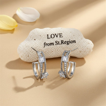 Crystal and Cubic Zirconia Huggie Earrings, huggie earrings, everyday style, lifestyle look