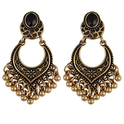 18K Gold-Plated & Black Resin Bell-Tassel Drop Earrings