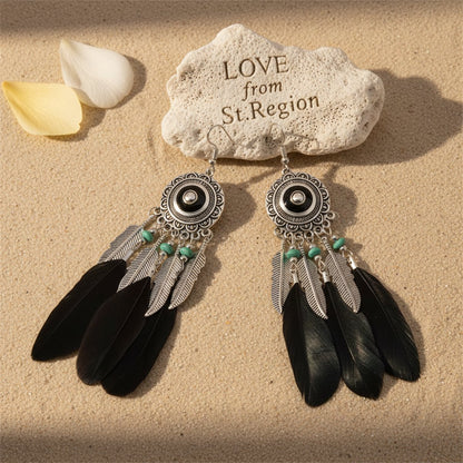 Black Feather and Silver-Plated Drop Earring, silver drop earrings for women, botanical inspired, lifestyle look