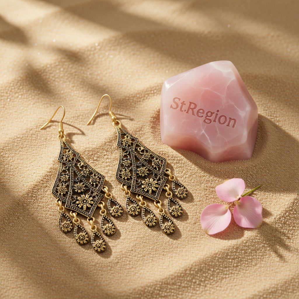 18K Gold-Plated Engraving Hollow Drop Earrings, gold drop earrings for women, botanical inspired, detail close-up