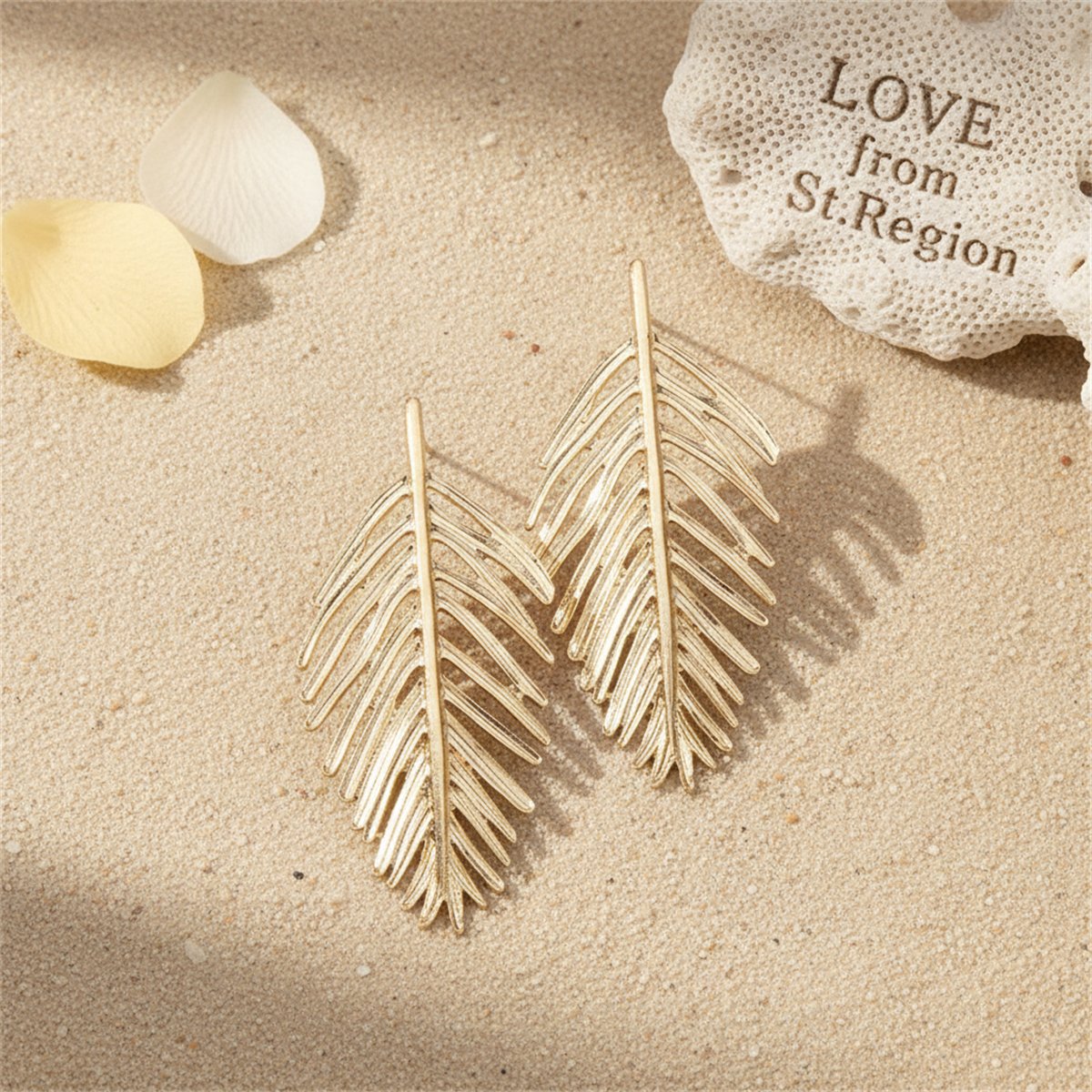 18K Gold-Plated Leaves Drop Earrings, gold drop earrings for women, dainty minimalist design, lifestyle look
