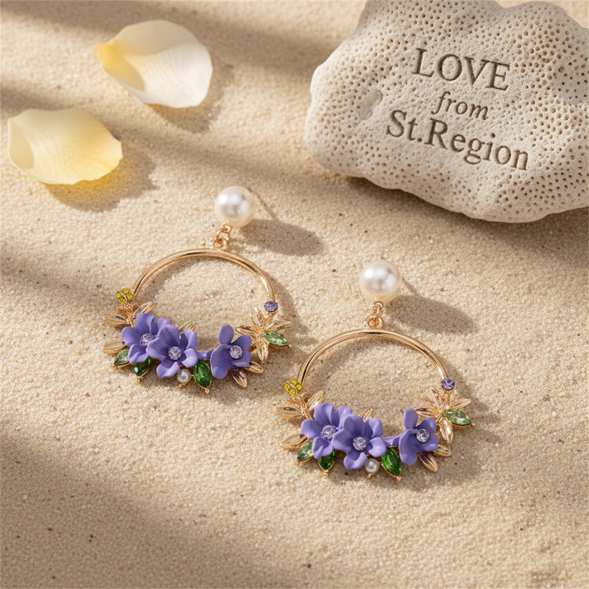Pearl and Cubic Zirconia Floral Cluster Hoop Drop Earrings, drop earrings for women, lifestyle look