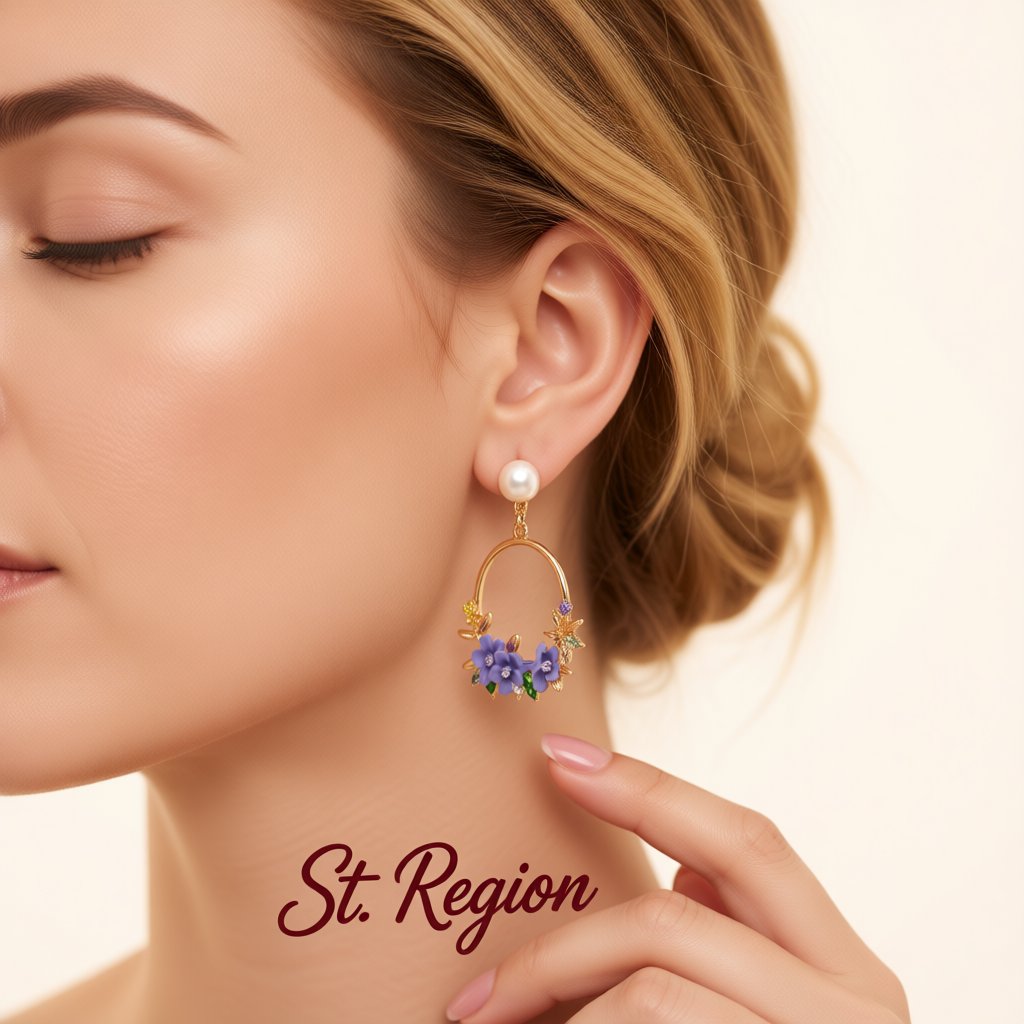 Pearl and Cubic Zirconia Floral Cluster Hoop Drop Earrings, drop earrings for women, styled look