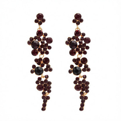 Black Cubic Zirconia and 18K Gold-Plated Cluster Drop Earrings, gold drop earrings for women, elegant gift for her, side view