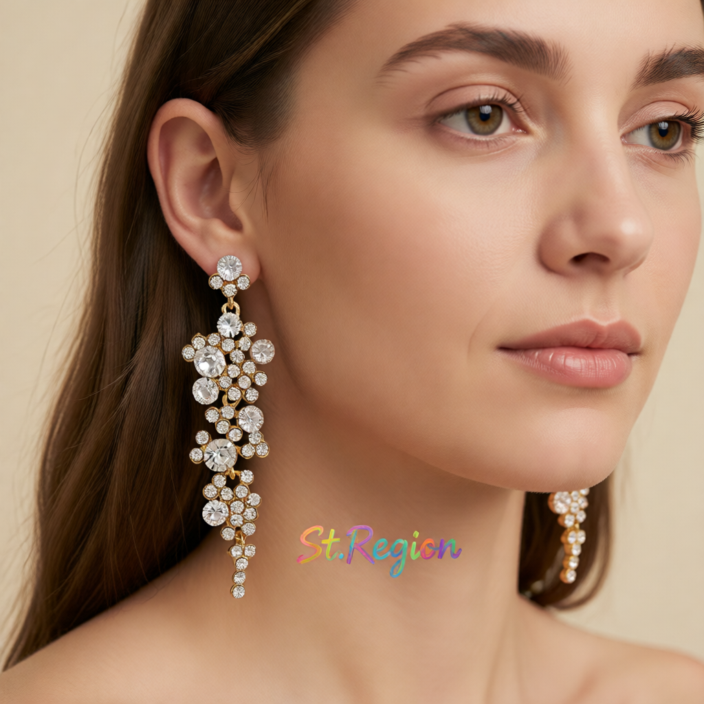 Clear Cubic Zirconia & 18K Gold-Plated Cluster Drop Earrings