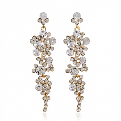 Clear Cubic Zirconia & 18K Gold-Plated Cluster Drop Earrings