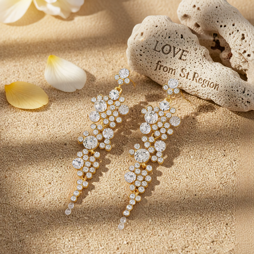 Clear Cubic Zirconia & 18K Gold-Plated Cluster Drop Earrings