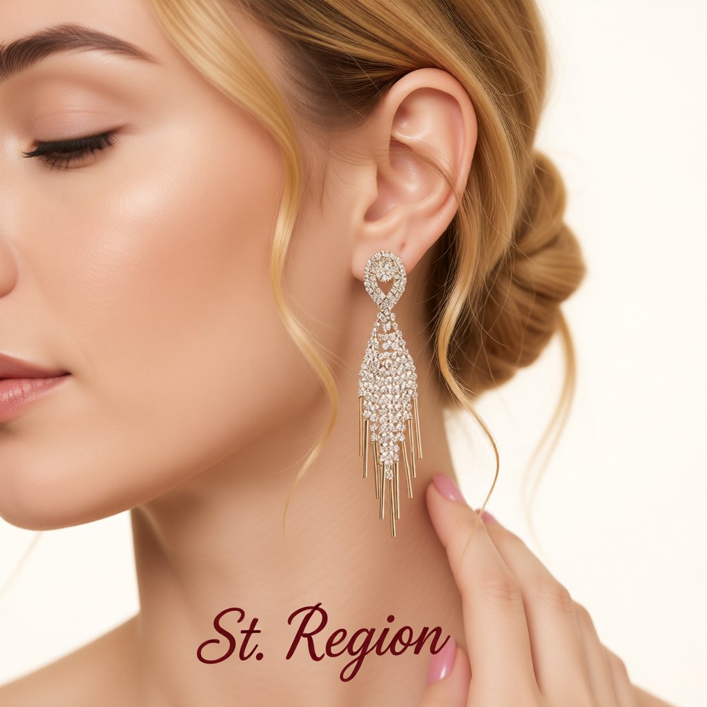 Cubic Zirconia and 18K Gold-Plated Bar Tassel Drop Earrings, gold drop earrings for women, styled look