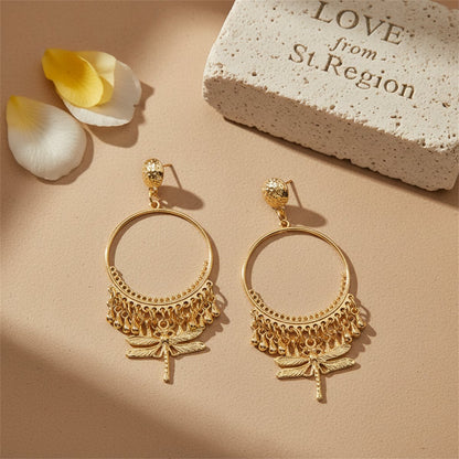 18K Gold-Plated Dragonfly Hoop Earrings, gold drop earrings for women, everyday style, lifestyle look