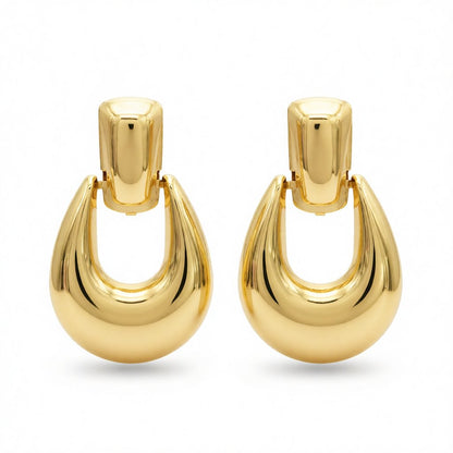 18K Gold-Plated Door Catch Drop Earrings, gold drop earrings for women, botanical inspired, side view