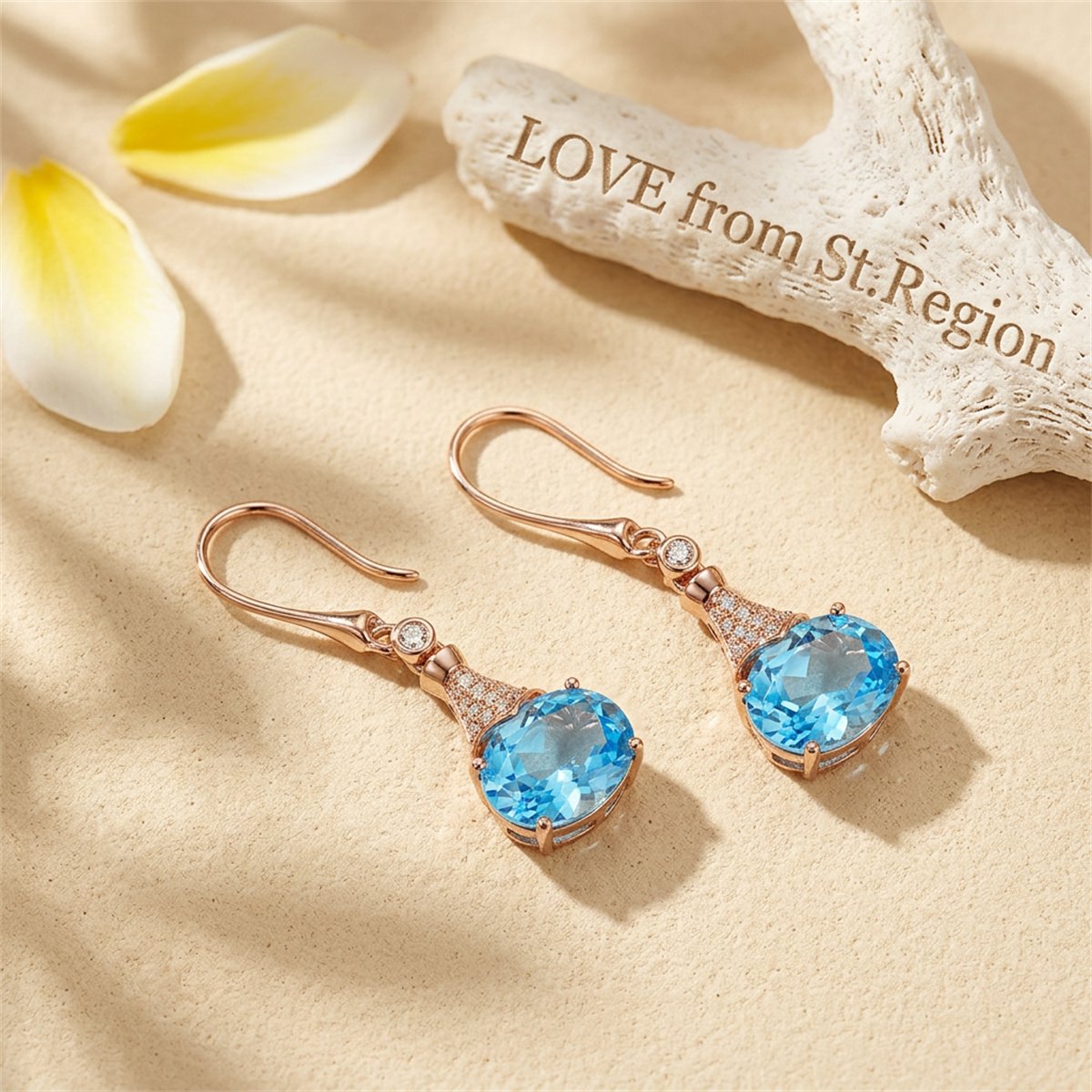 Sky Blue Crystal Oval Drop Earrings, drop earrings for women, everyday style, lifestyle look