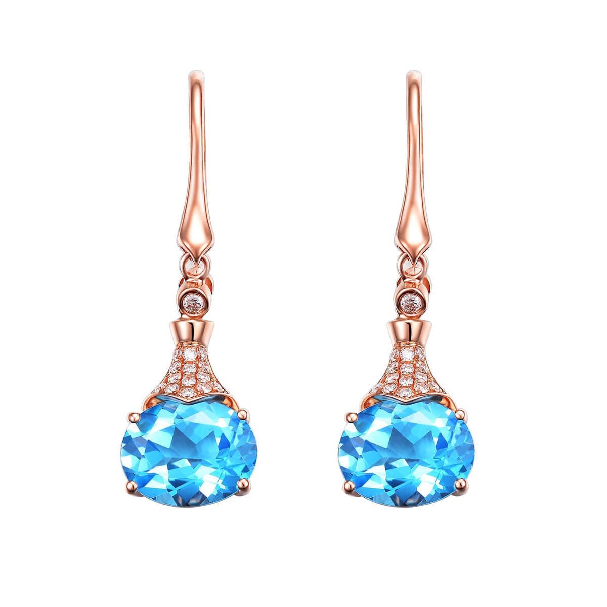 Sky Blue Crystal Oval Drop Earrings, drop earrings for women, everyday style, side view