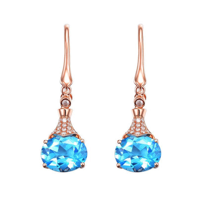 Sky Blue Crystal Oval Drop Earrings, drop earrings for women, everyday style, side view