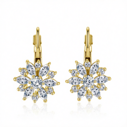 Crystal & Cubic Zirconia 18K Gold-Plated Snowflake Drop Earrings
