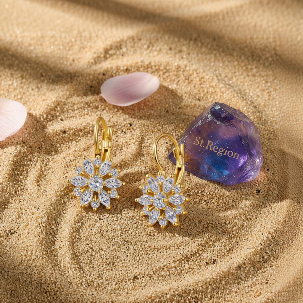 Crystal & Cubic Zirconia 18K Gold-Plated Snowflake Drop Earrings