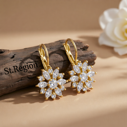 Crystal & Cubic Zirconia 18K Gold-Plated Snowflake Drop Earrings