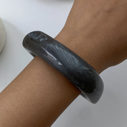 Gray Resin Square Bangle, bangle bracelet, botanical inspired, styled look