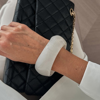 Cream Resin Uneven Bangle, bangle bracelet, dainty minimalist design, styled look