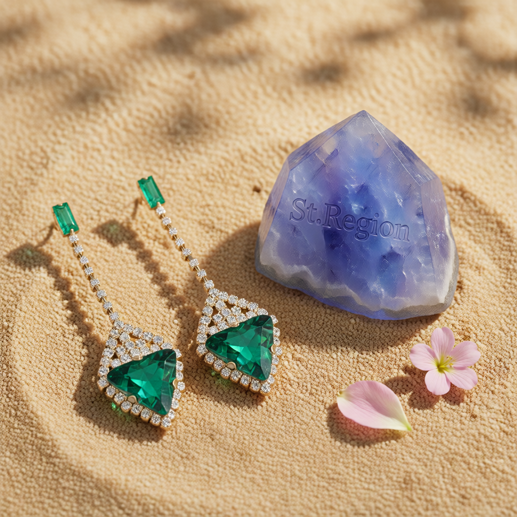 Green Crystal & Cubic Zirconia Drop Earrings