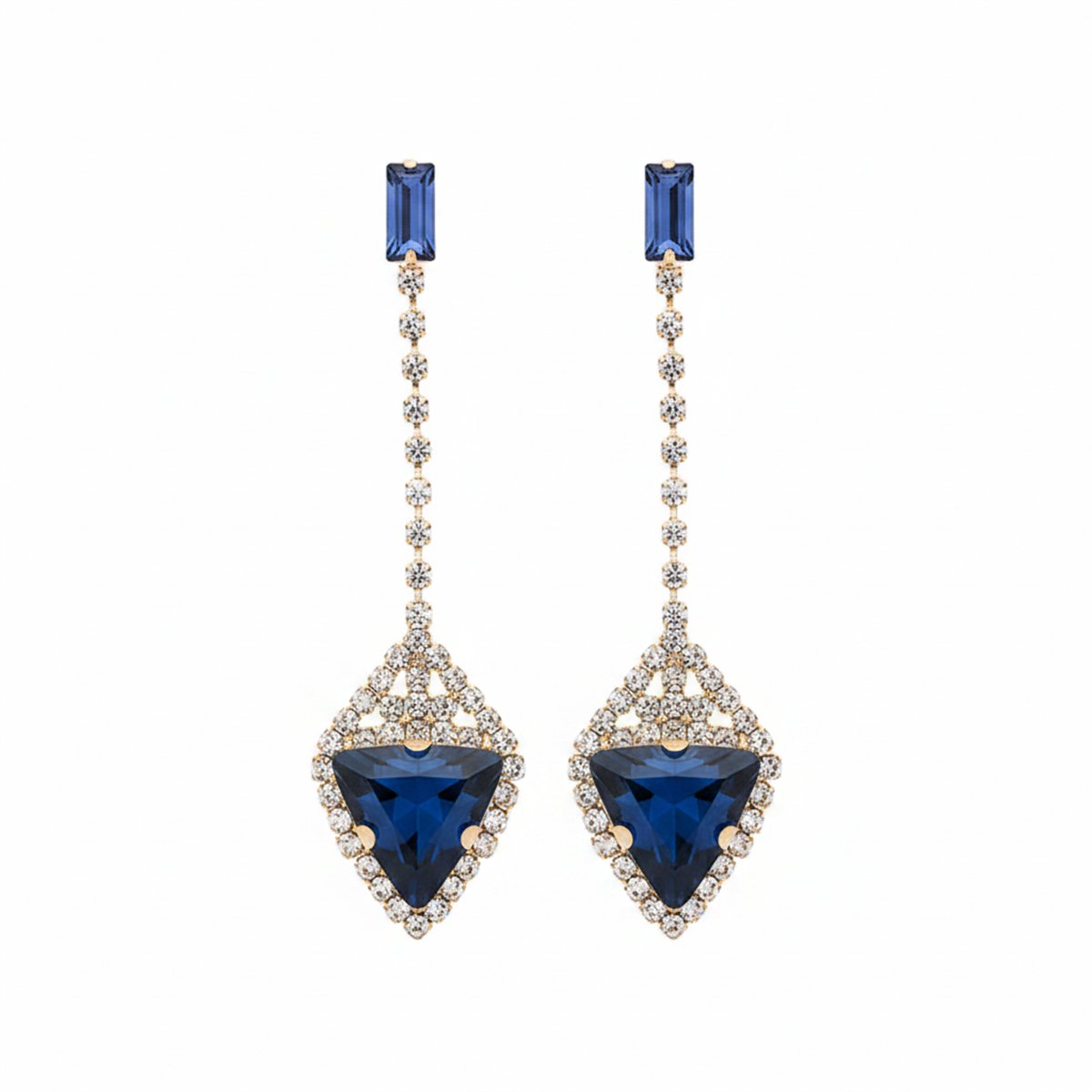 Blue Crystal and Cubic Zirconia Drop Earrings, drop earrings for women, everyday style, side view