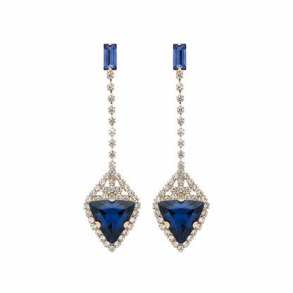 Blue Crystal and Cubic Zirconia Drop Earrings, drop earrings for women, everyday style, side view
