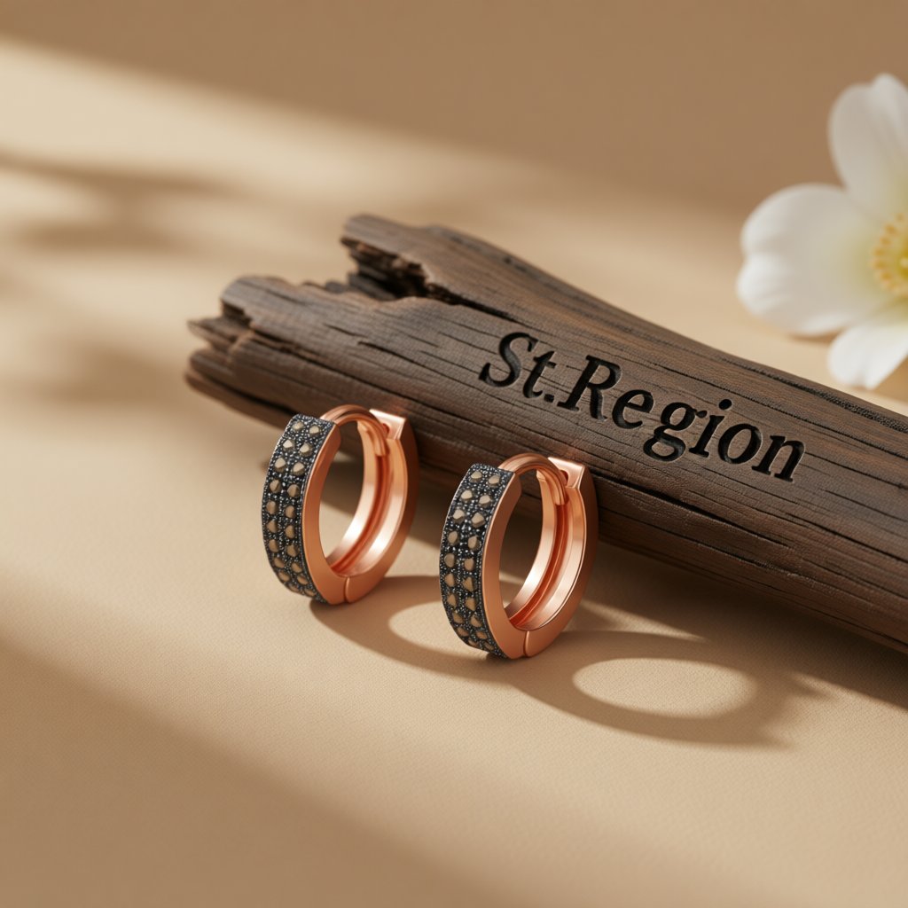 Yellow Cubic Zirconia and 18K Rose Gold-Plated Huggie Earrings, rose gold huggie earrings, front view